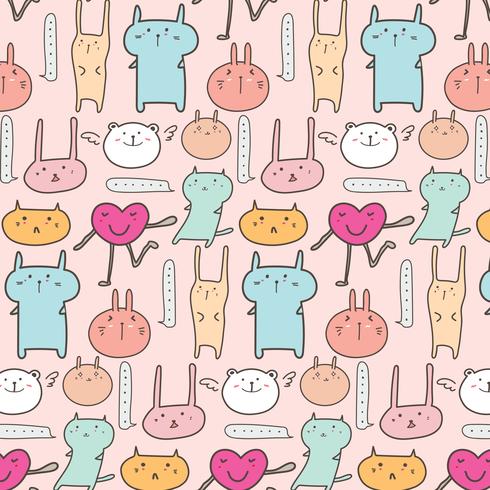 Cute Animal Pattern Background. Vector Illustration.