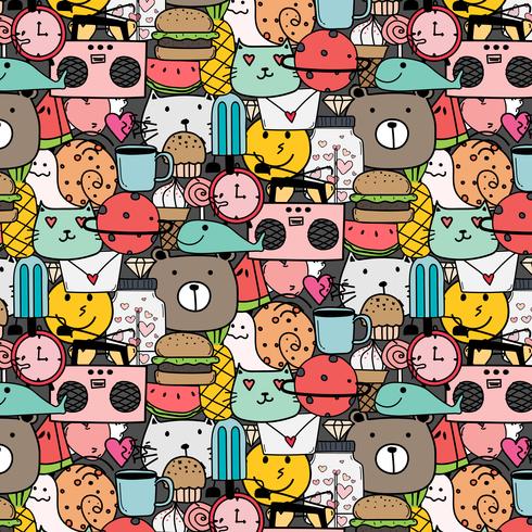 Pattern With Hand Drawn Doodle Lovely Background. Doodle Funny. Handmade Vector Illustration.