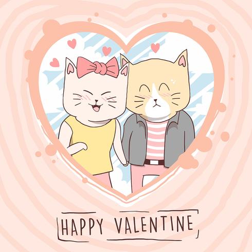 CAT CUTE LOVE VALENTINE PARE VECTOR