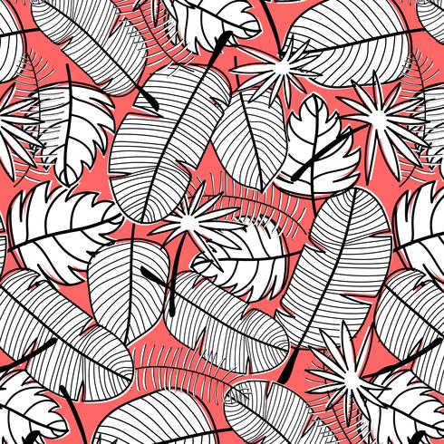 Tropical Pattern Background. Hand Drawn Vector Illustration.