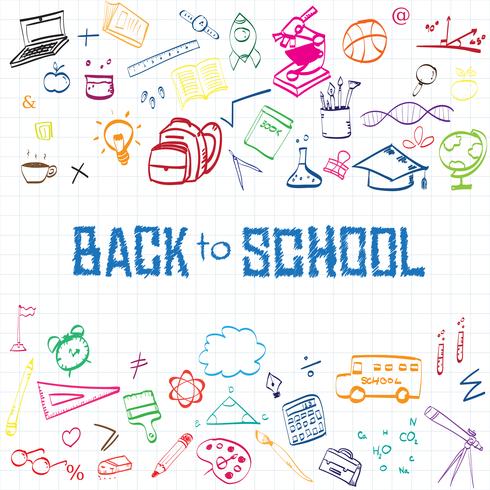 Back to school, Education concept background with line art icons and symbols vector