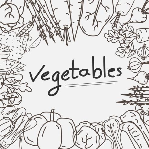 Dibujado a mano verduras garabatos de fondo. vector