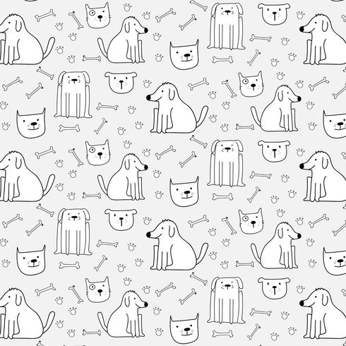 Fondo lindo dibujado mano del modelo de los perros. Ilustracion vectorial vector