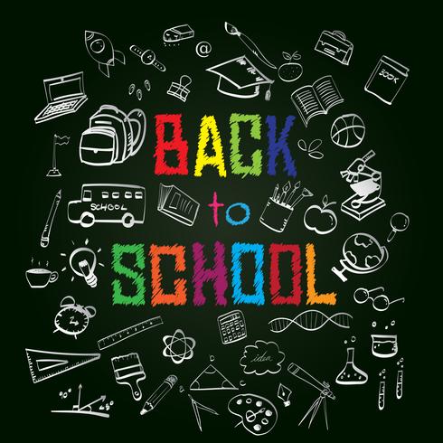 Back to school, Education concept background with line art icons and symbols vector