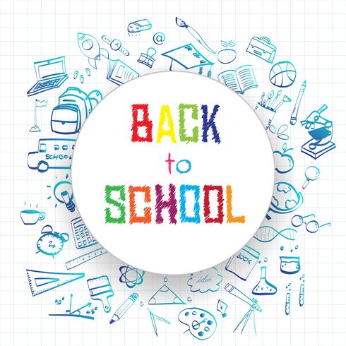 Back to school, Education concept background with line art icons and symbols vector