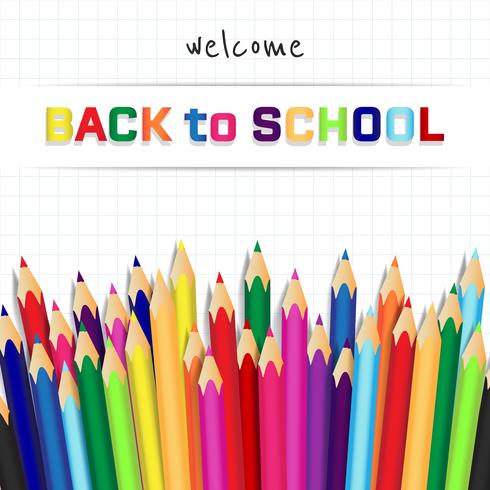 Back to school, Education concept background with cute color pencils vector