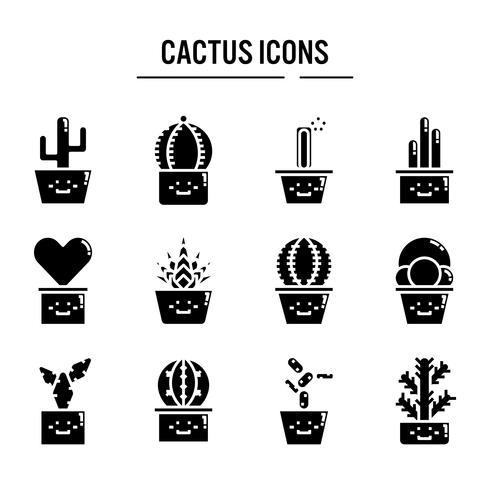 Icono de cactus en diseño glifo. vector