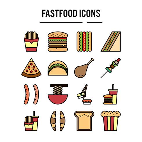 Icono de comida rápida en el diseño de contorno lleno vector