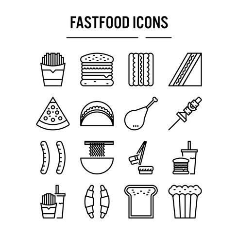 Icono de comida rápida en el diseño del esquema vector