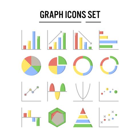 Icono de gráfico y diagrama en diseño plano. vector