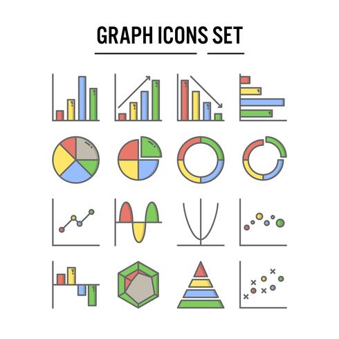 Icono de gráfico y diagrama en contorno completo vector