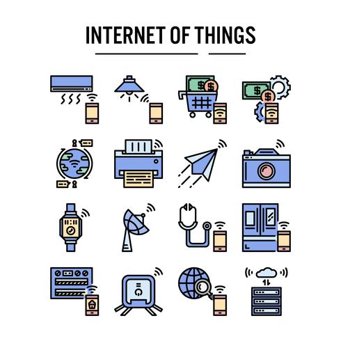 Internet of things icon in filled outline design vector