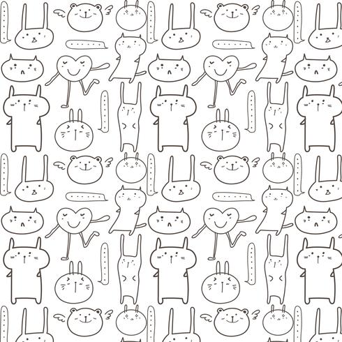 Cute Animal Pattern Background. Vector Illustration.