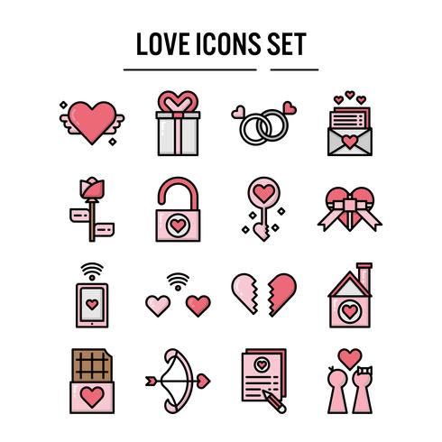 Icono de amor en el diseño de contorno lleno vector