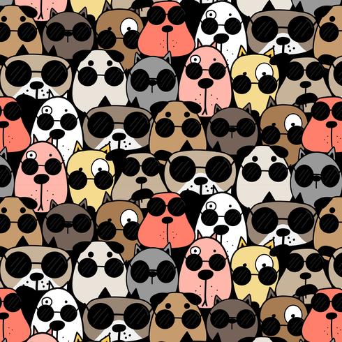 Fondo fresco dibujado mano del modelo de los perros. Ilustracion vectorial vector