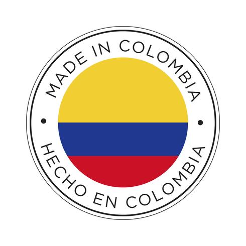 Hecho en el icono de la bandera de Colombia. vector