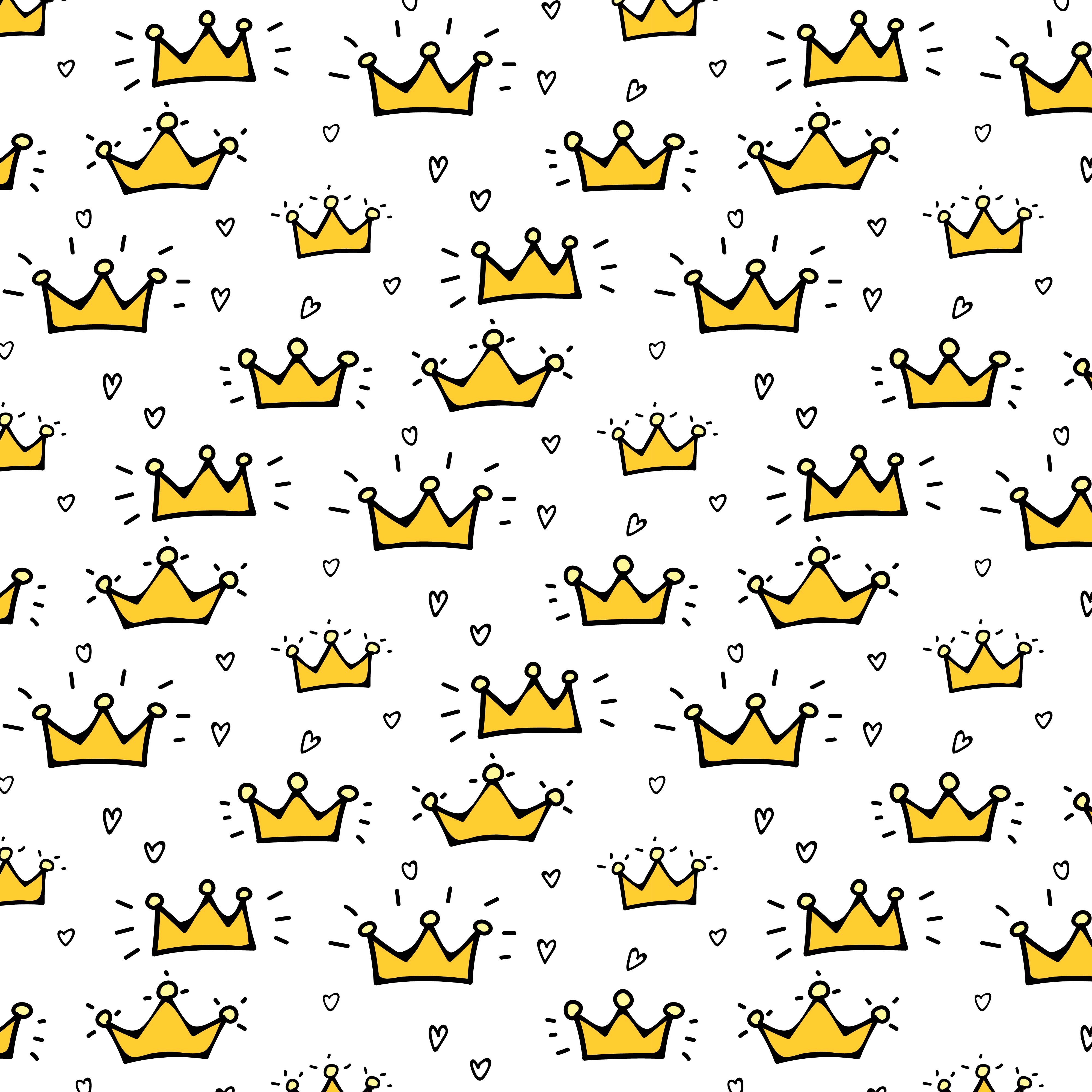 Hand Drawn Crown Vector Pattern Background. Vector Illustration. 628672