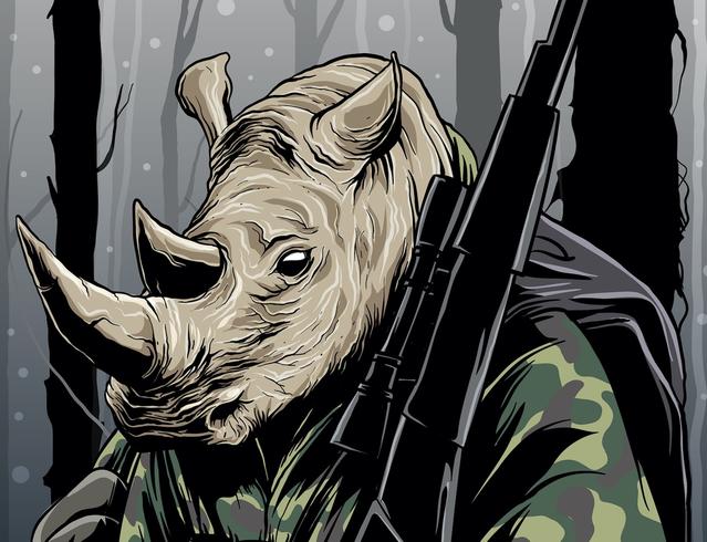 Rhino Hunter in The Jungle vector