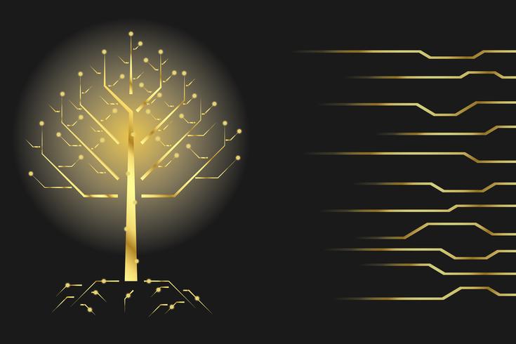 Concepto de comunicación de árbol digital para fondo de tecnología vector