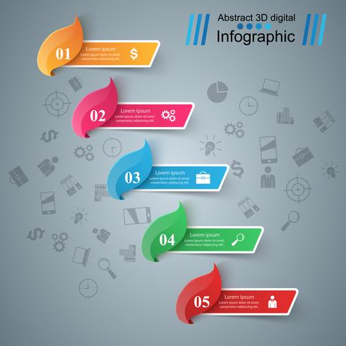 Cinco artículos de infografía. Idea de negocio. vector