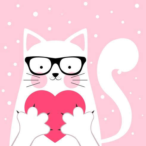 Gracioso, lindo gato. amor ilustración vector