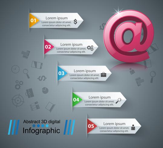 Icono de correo electrónico y correo. Resumen infografía 3d. vector