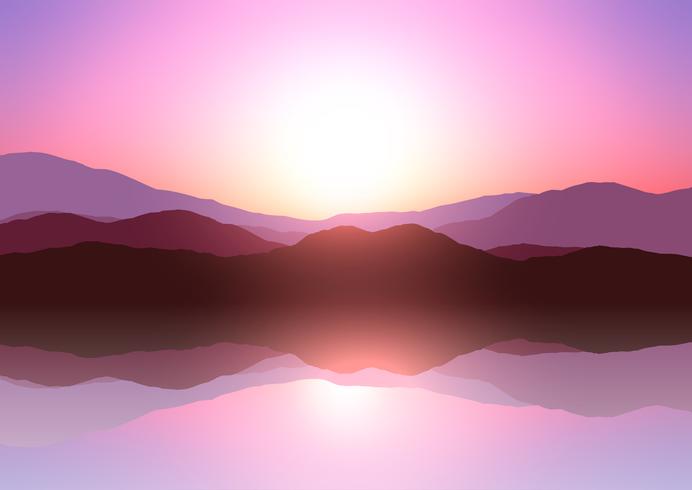 Sunset mountain landscape vector