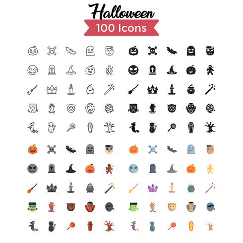 halloween icon set vector