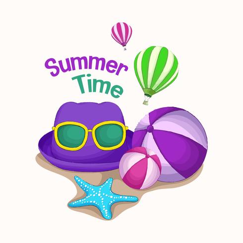 elegante sombrero púrpura horario de verano vector