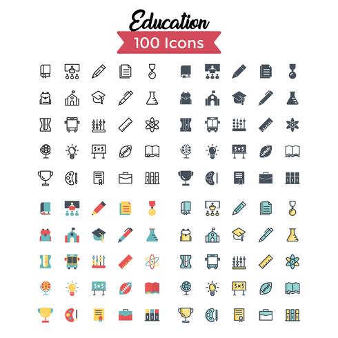 vector conjunto de iconos de educación