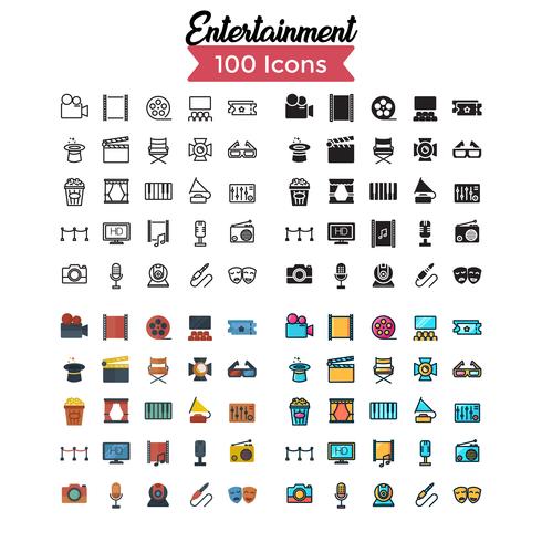 entertainment icon set vector