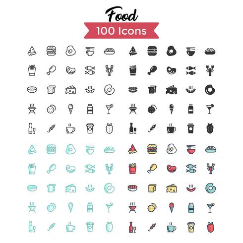 conjunto de iconos de alimentos vector