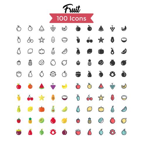 fruit icon set vector