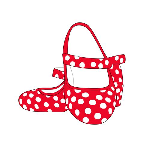 Red flamenco heels with whites dots. Typical Spanish. vector