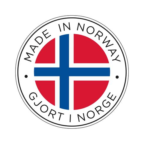 Hecho en el icono de la bandera de Noruega. vector