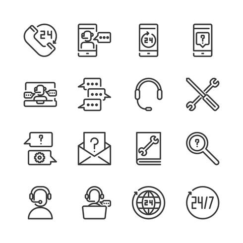 Call center and support icon set.Vector illustration vector