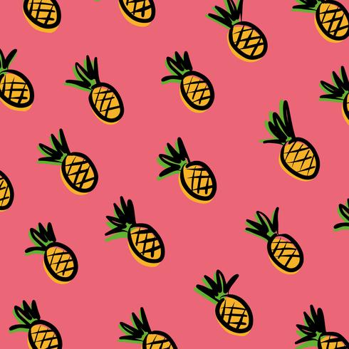 Pineapples on pink background. vector