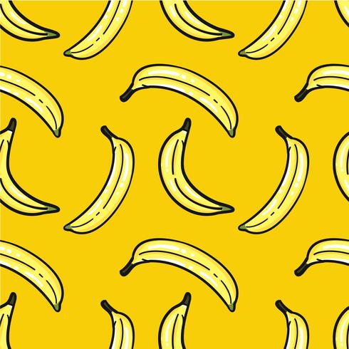 Hand drawn banana pattern vector
