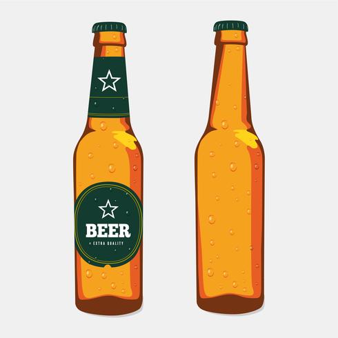 Cerveza marrón botella de vidrio con etiqueta y sin etiqueta vector