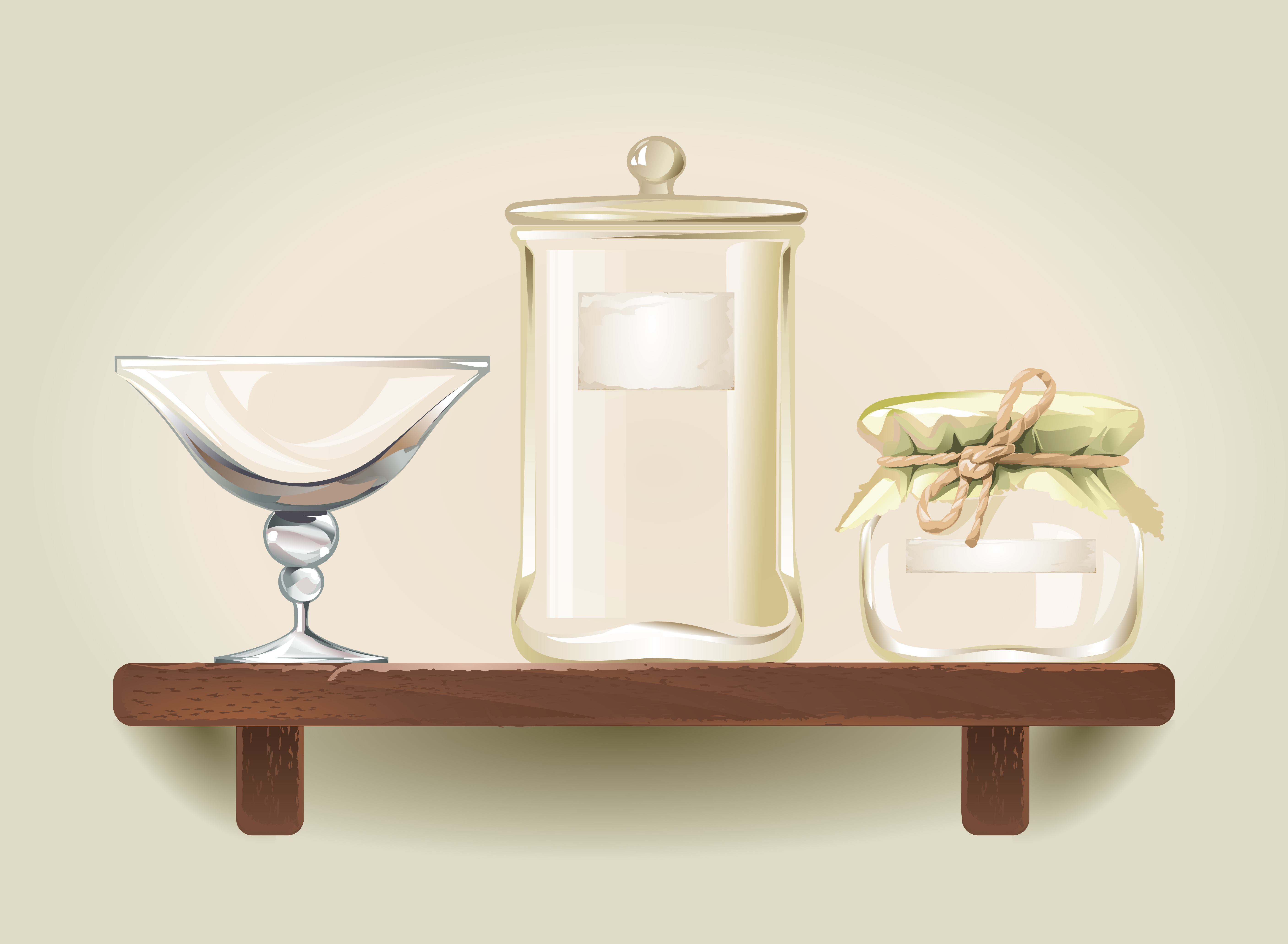 Download Vector illustration of empty glass jars and a bowl - Download Free Vectors, Clipart Graphics ...