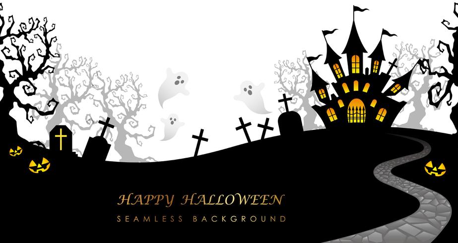 Happy Halloween seamless background with text space, vector