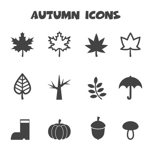 autumn icons symbol vector