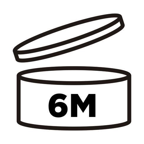 6 Month. Period after opening, PAO symbol, expiration date icon. vector