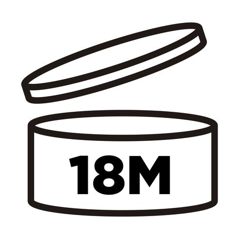 18 Month. Period after opening, PAO symbol, expiration date icon. vector