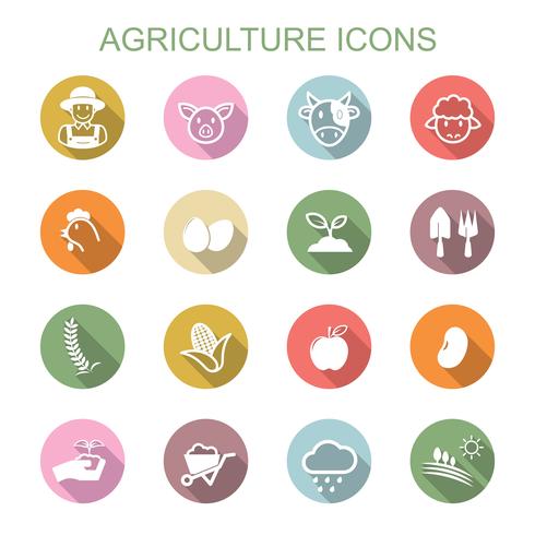 iconos de la larga sombra de agricultura vector