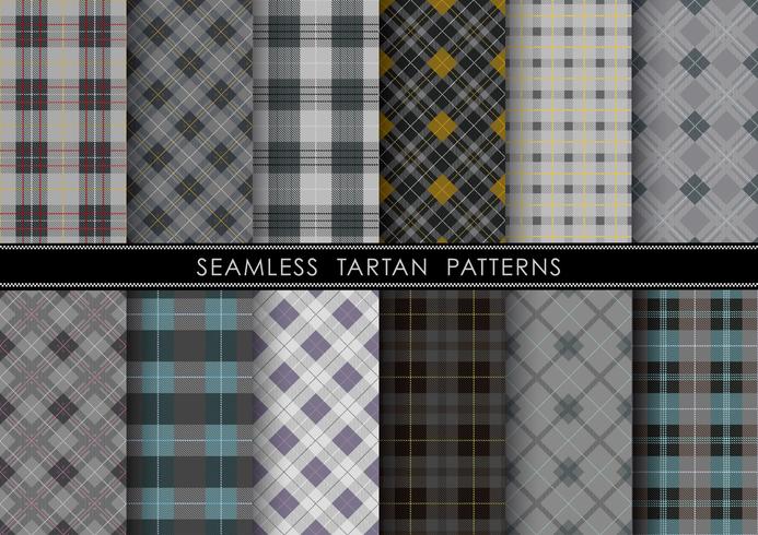 Seamless Tartan plaid set, vector illustration. 