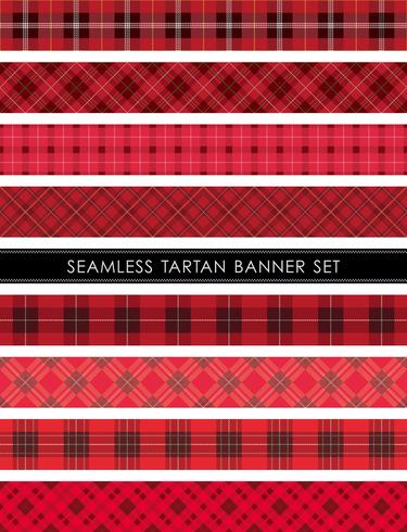Seamless Tartan plaid banner set, vector illustration. 