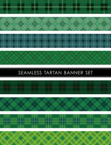 Seamless Tartan plaid banner set, vector illustration.