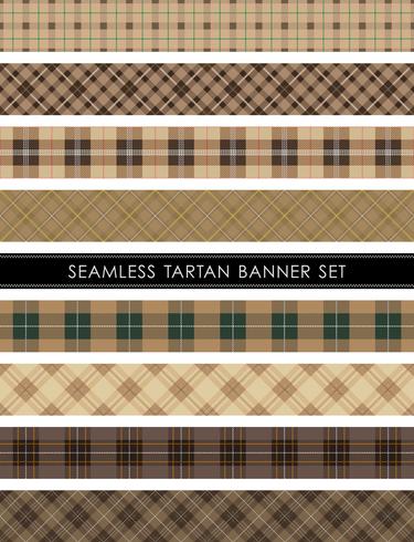 Seamless Tartan plaid banner set, vector illustration. 