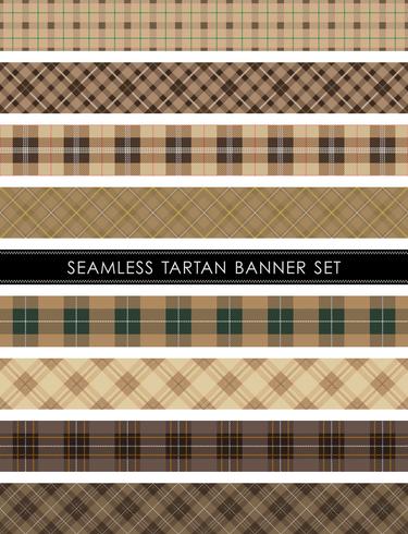 Seamless Tartan plaid banner set, vector illustration. 
